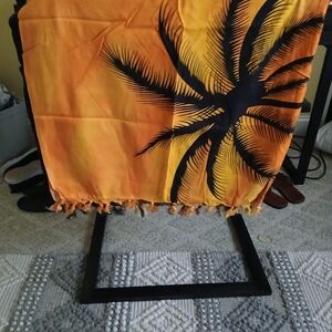 Tropical Orange and Black Palm Sarong